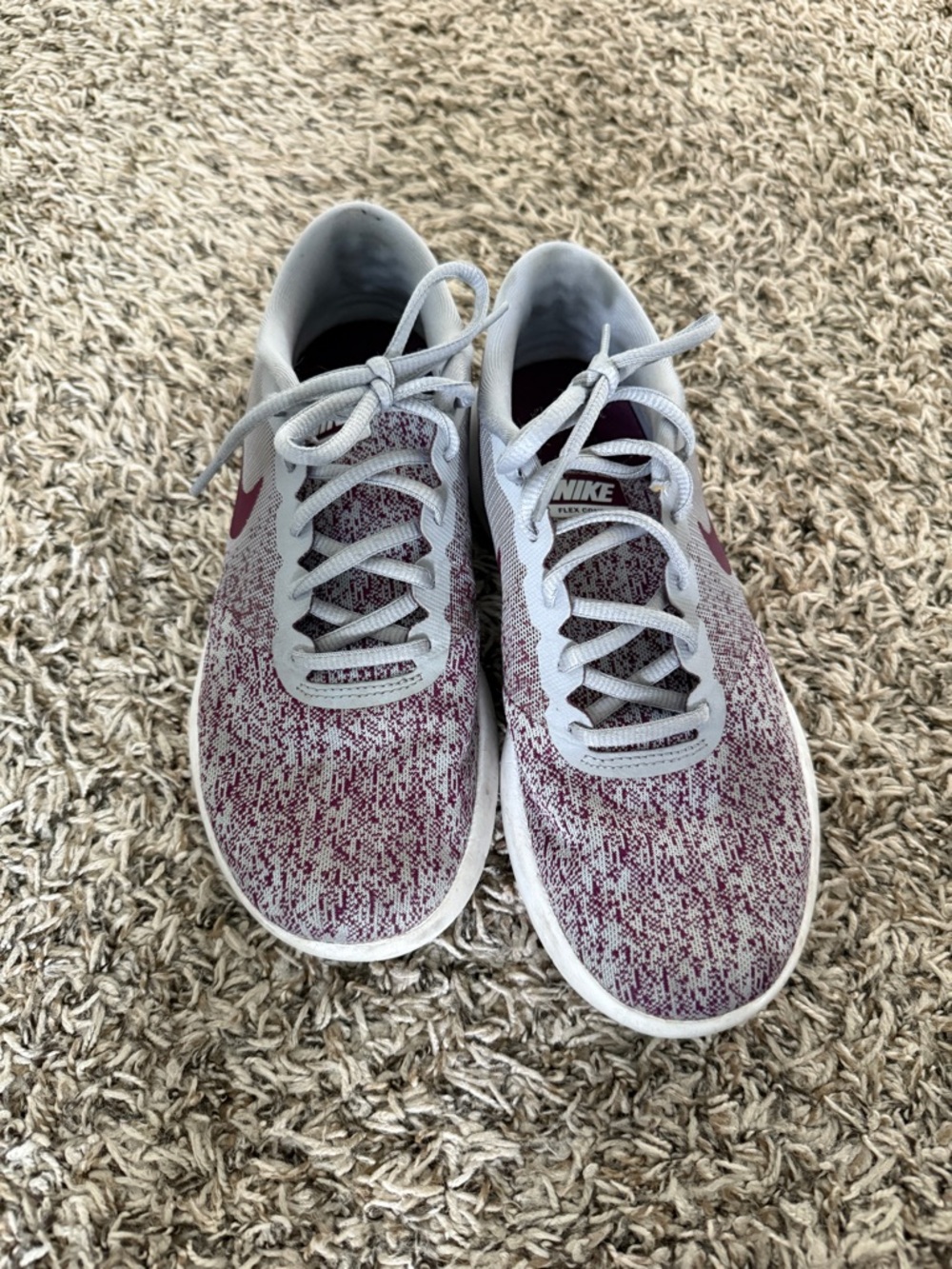 Nike Women's Maroon Knit Running Shoes with Light Gray Accents